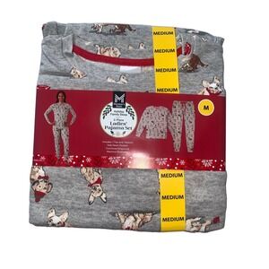 Holiday Pajama Set French Bulldog Gray Womens Medium